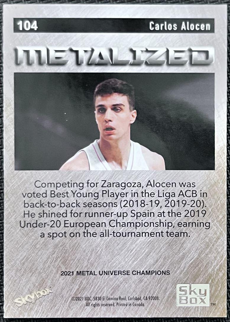 2021-22 Skybox Metal Universe Champion Carlos Alocen #104