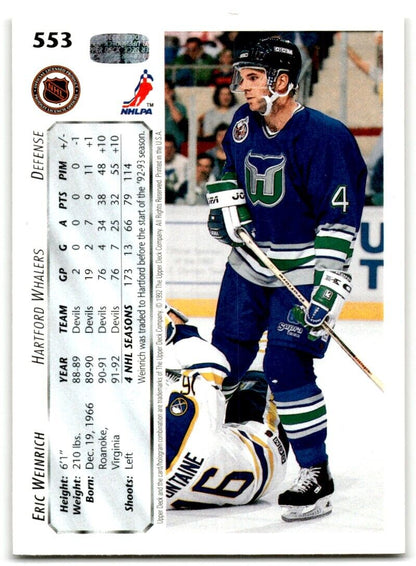 1992-93 Upper Deck Eric Weinrich Hartford Whalers #553