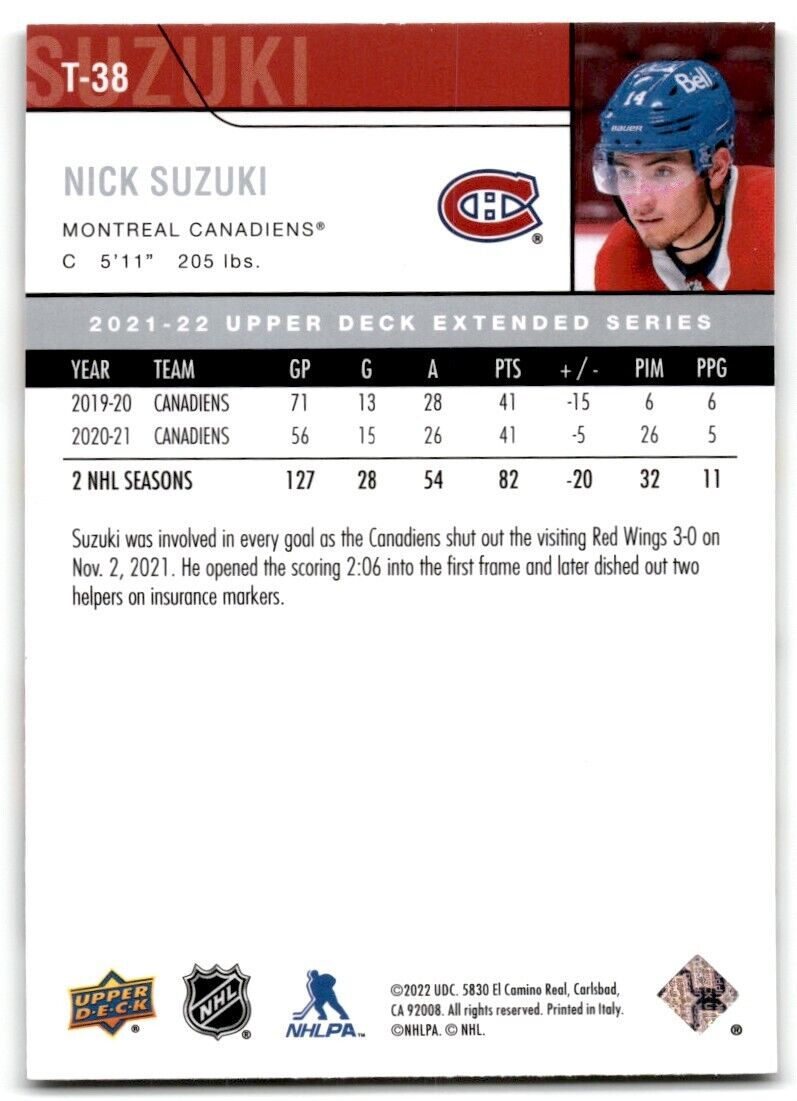 2022-23 Upper Deck Nick Suzuki Montreal Canadiens #T-38