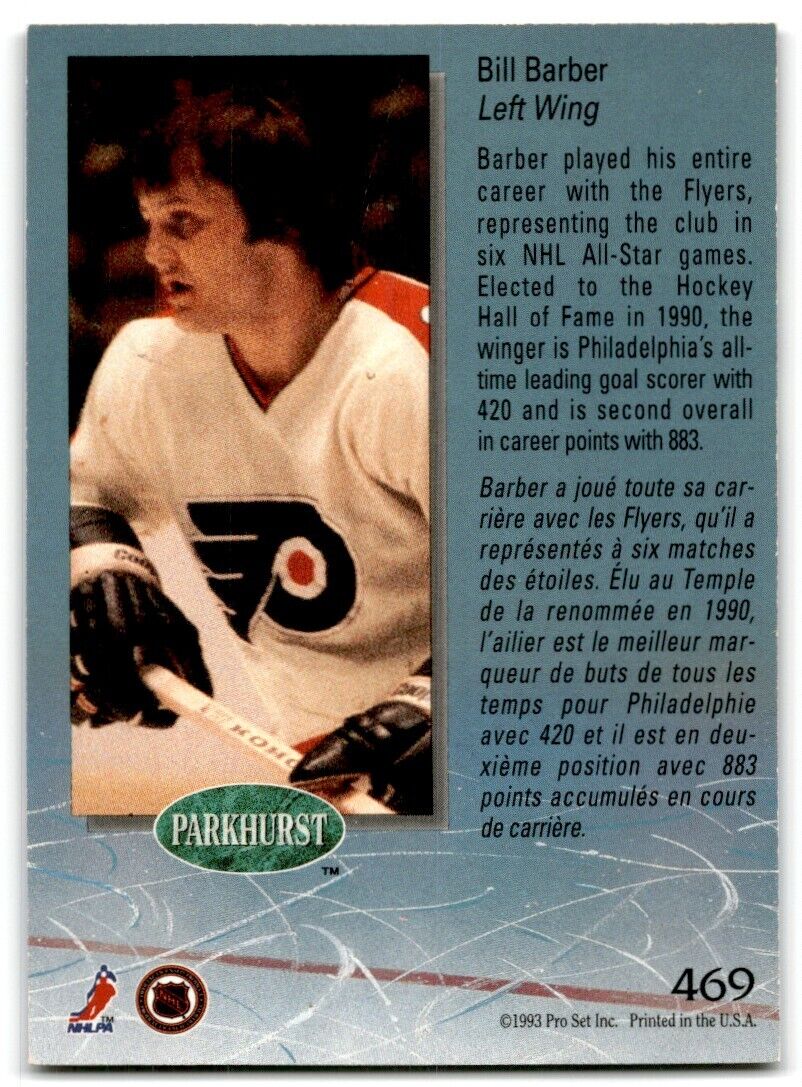 1992-93 Parkhurst Bill Barber Philadelphia Flyers #469