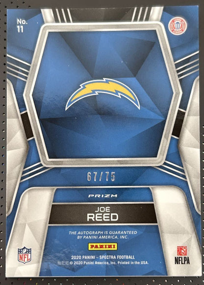 2020 Panini Spectra Rookie Autographs Auto Neon Blue Joe Reed Rookie Auto 67/75