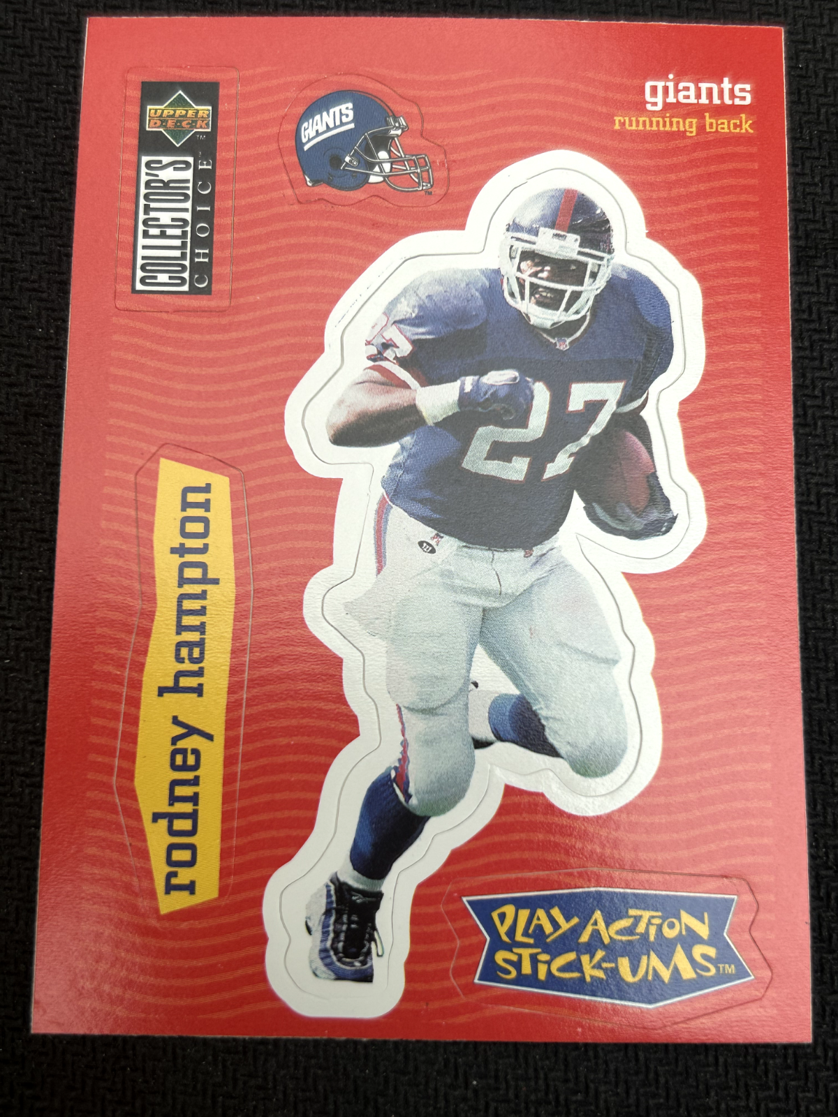 Rodney Hampton Play Action Stick-Ums Upper Deck 1997 Sticker Football Card # S10