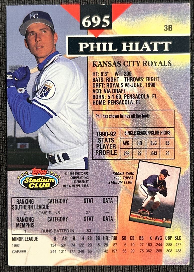 1993 Topps Stadium Club Phil Hiatt Kansas City Royals #695