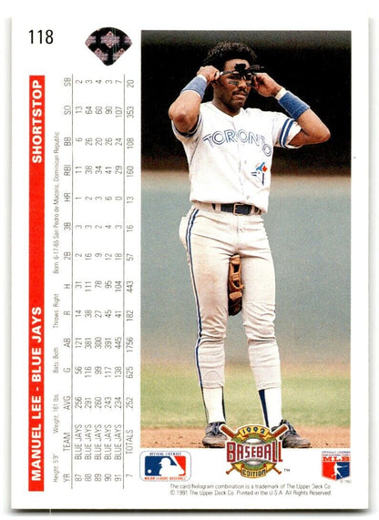 1992 Upper Deck Manuel Lee Toronto Blue Jays #118