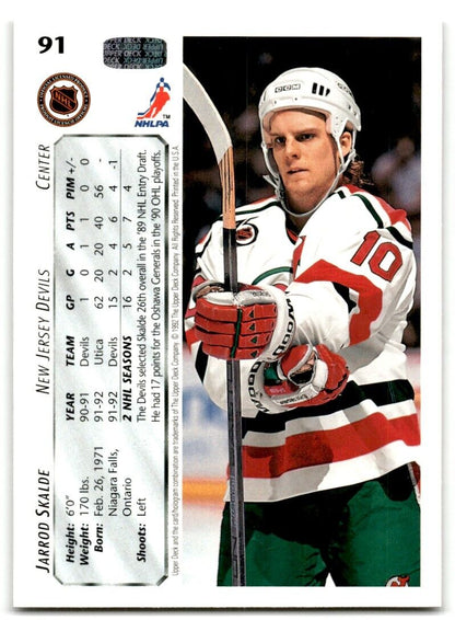 1992-93 Upper Deck Jarrod Skalde New Jersey Devils #91