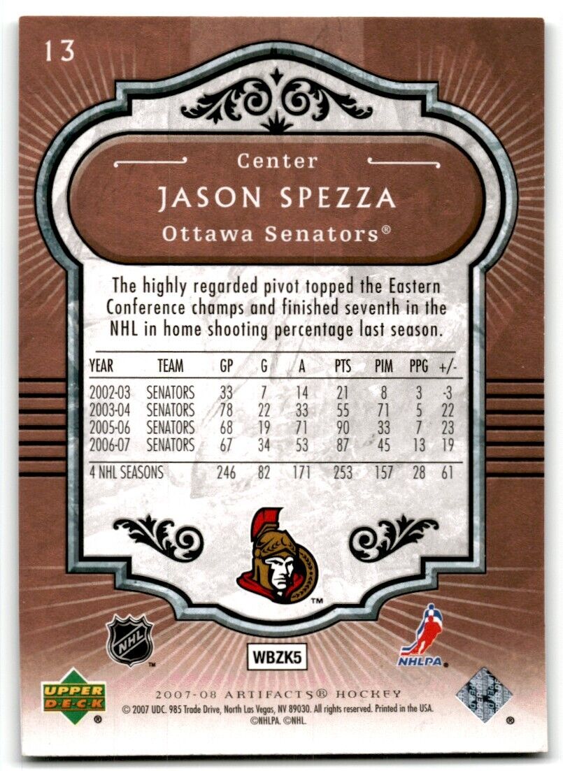 2007-08 Upper Deck Artifacts Jason Spezza Ottawa Senators #13