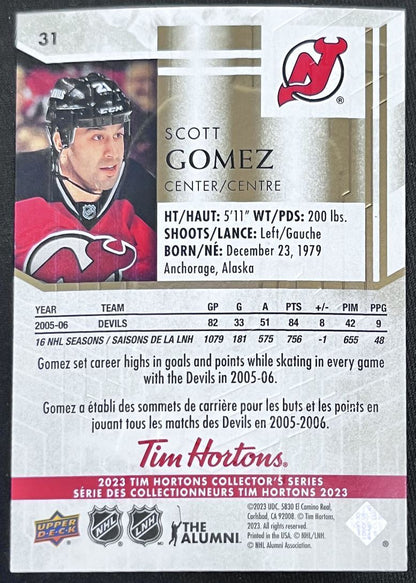 2023-24 Upper Deck Tim Hortons Legends Tim Horton Scott Gomez New Jersey Devils