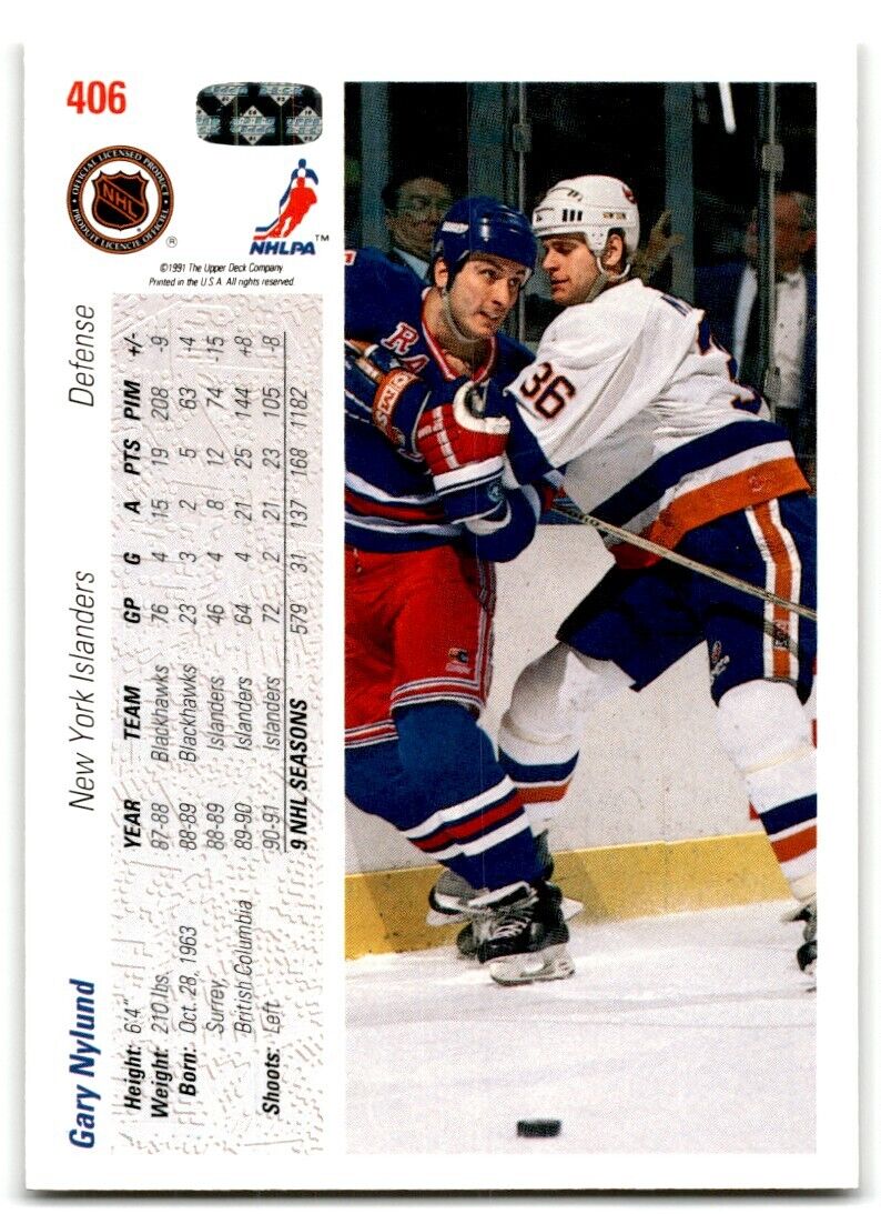 1991-92 Upper Deck Gary Nylund New York Islanders #406