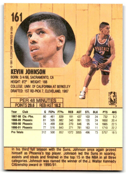 1991-92 Fleer Kevin Johnson Phoenix Suns #161