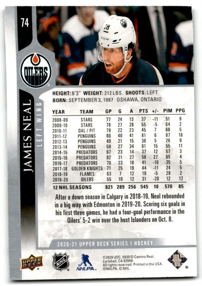 2020-21 Upper Deck James Neal Edmonton Oilers #74