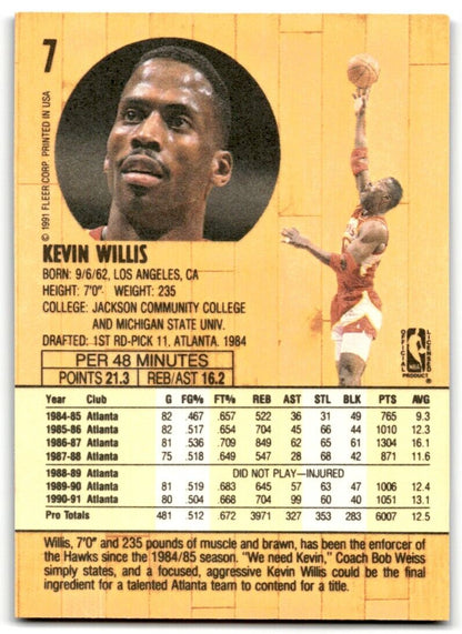 1991-92 Fleer Kevin Willis Atlanta Hawks #7