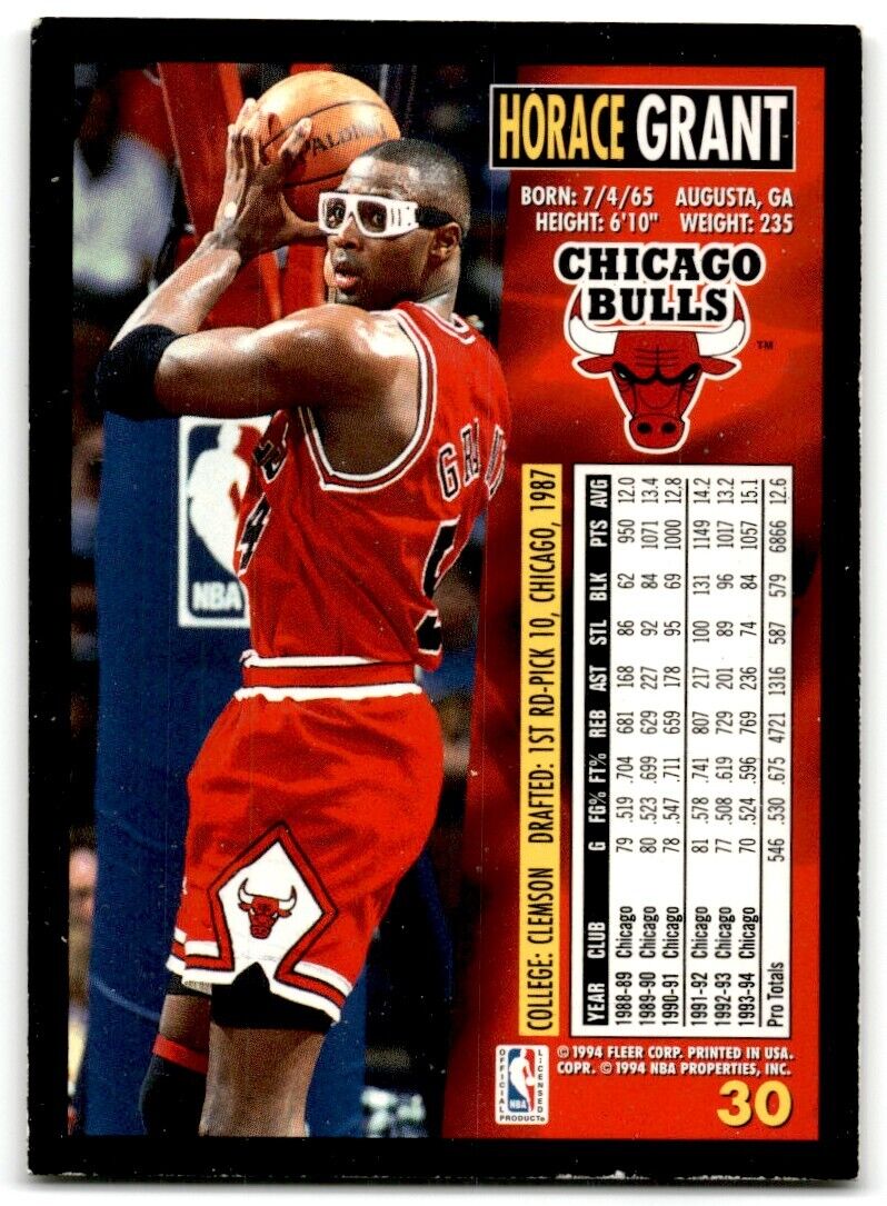 1994-95 Fleer Horace Grant Chicago Bulls #30