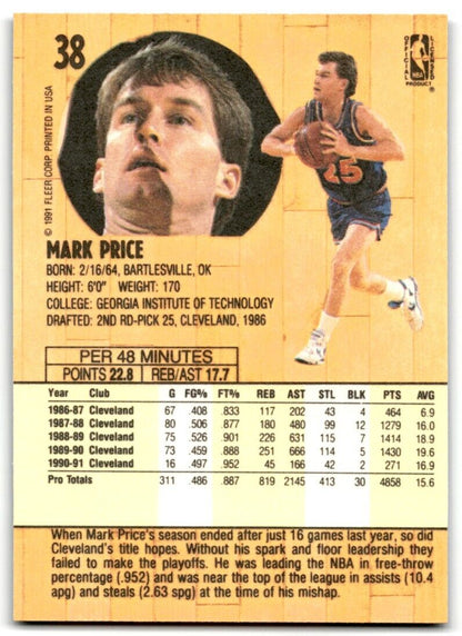 1991-92 Fleer Mark Price Cleveland Cavaliers #38