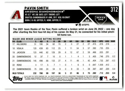 2023 Topps Pavin Smith Arizona Diamondbacks #312