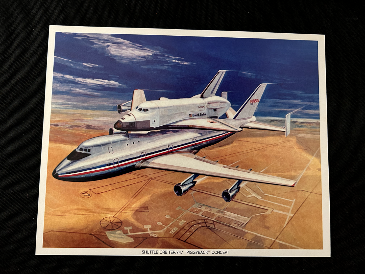 NASA Space Shuttle Orbiter - 747 Piggyback concept artist litho 8X10