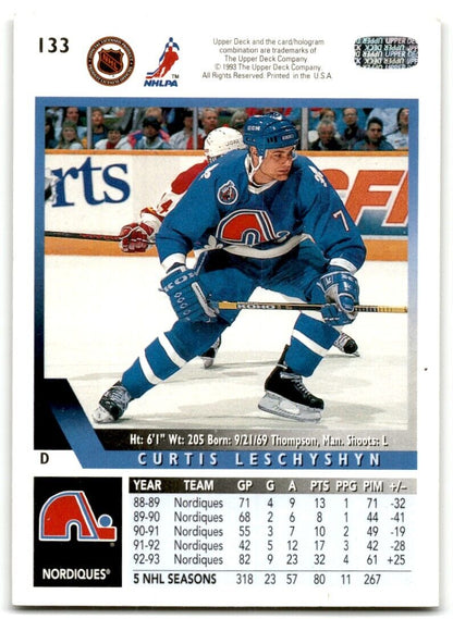 1993-94 Upper Deck Curtis Leschyshyn Quebec Nordiques #133