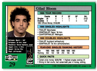 1991 Protennis player Cards Netpro Tour Star Gilad Bloom #29