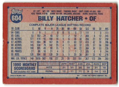 1991 Topps Billy Hatcher Cincinnati Reds #604