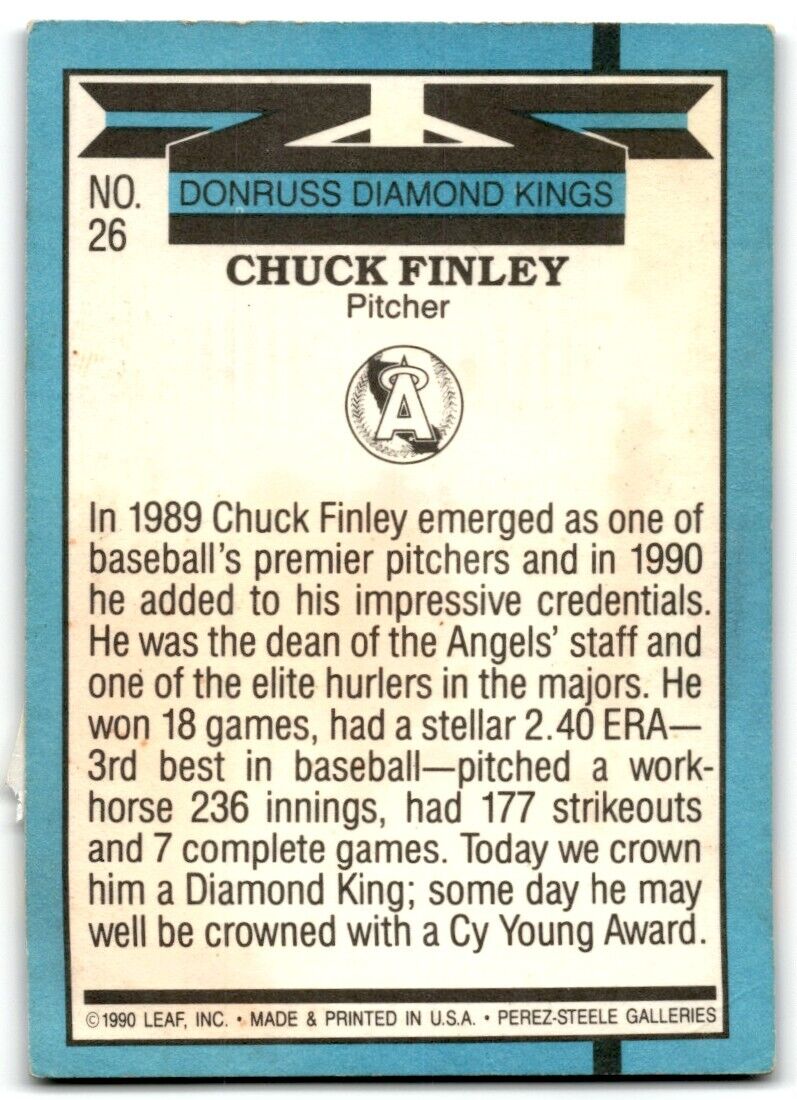 1991 Donruss Diamond Kings Chuck Finley California Angels #26