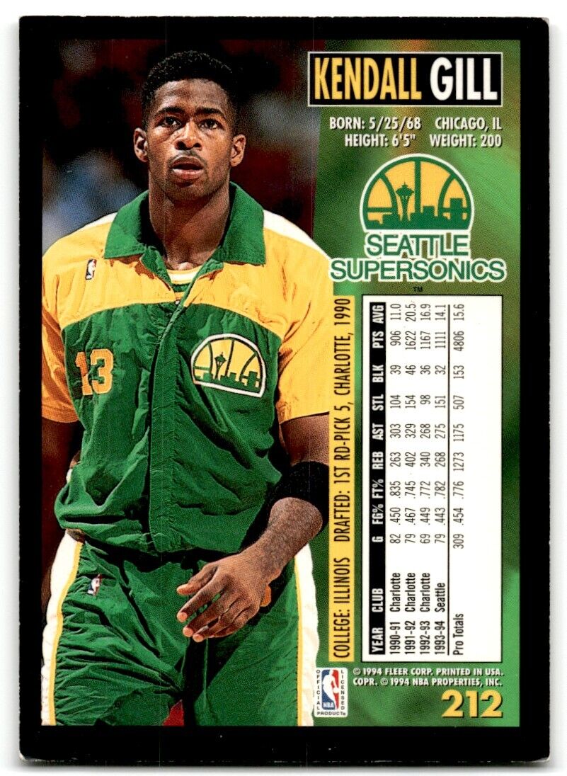 1994-95 Fleer Kendall Gill Seattle SuperSonics #212