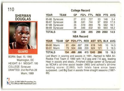 1991-92 Hoops Sherman Douglas Miami Heat #110