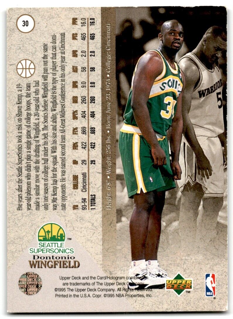 1994-95 SP Die Cuts Dontonio Wingfield Seattle SuperSonics #D30