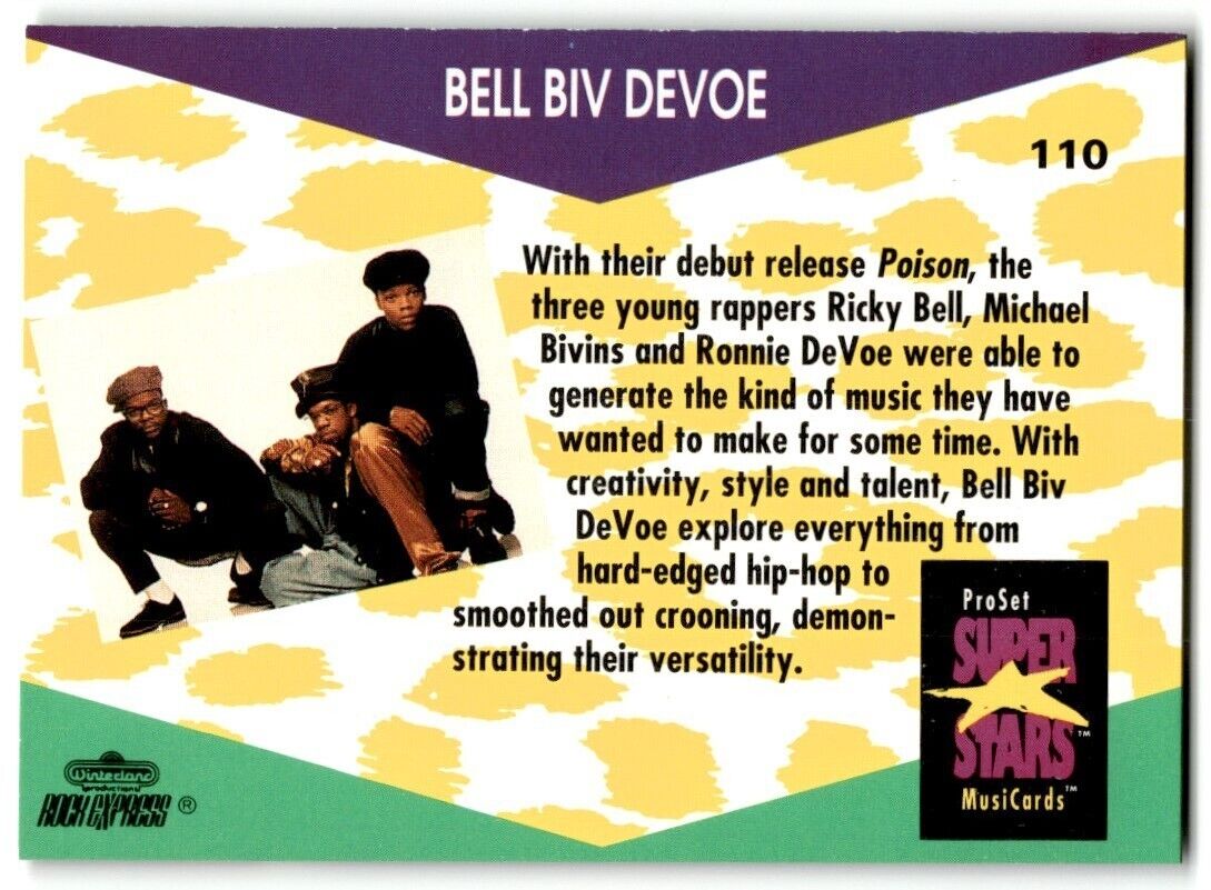 1991-92 ProSet Super Stars MusiCard Bell Biv Devoe #110