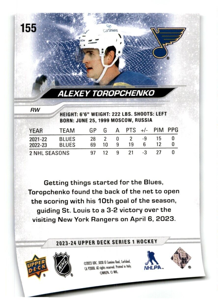 2023-24 Upper Deck Alexey Toropchenko St. Louis Blues #155