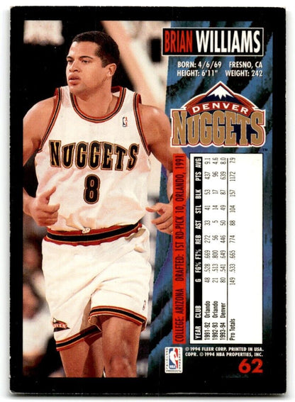 1994-95 Fleer Brian Williams Denver Nuggets #62