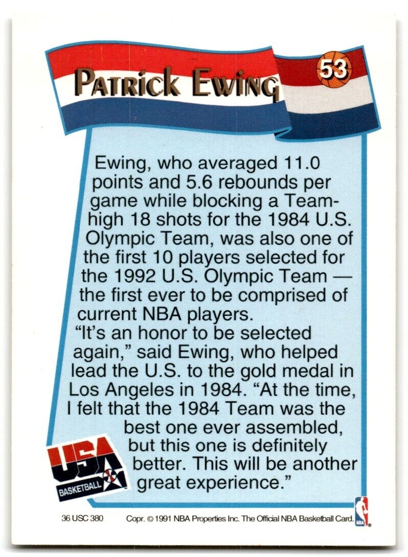 1991-92 Hoops McDonald's Patrick Ewing USA #53