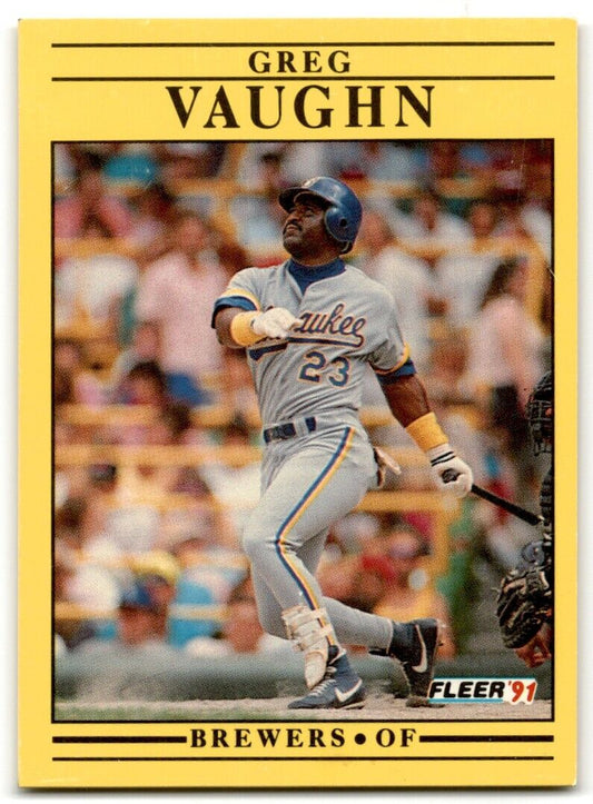 1991 Fleer Greg Vaughn Milwaukee Brewers #599