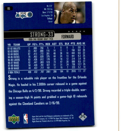 1999-00 Upper Deck Derek Strong Orlando Magic #85