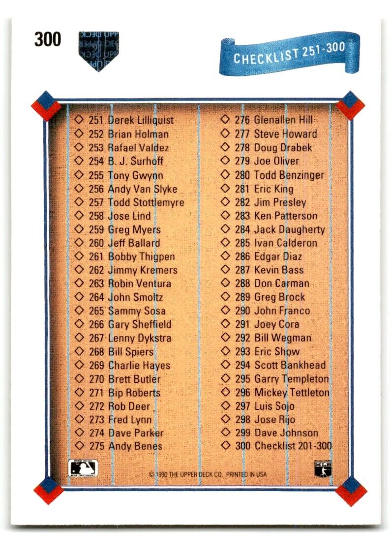 1991 Upper Deck Final Edition Checklist 1- #300