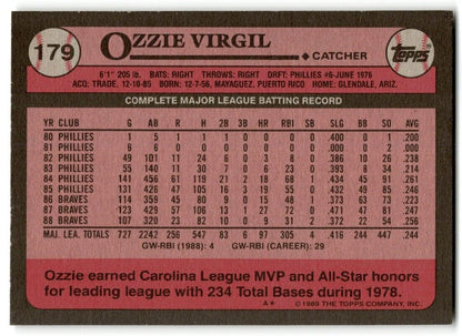 1989 Topps Ozzie Virgil Atlanta Braves #179