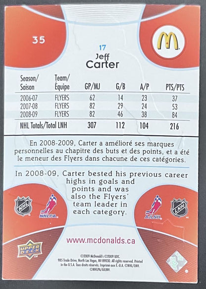 2009-10 Upper Deck McDonald's Jeff Carter Philadelphia Flyers #35