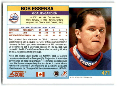 1991-92 Score Canadian English Bob Essensa Winnipeg Jets #471