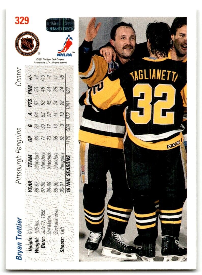 1991-92 Upper Deck Bryan Trottier Pittsburgh Penguins #329