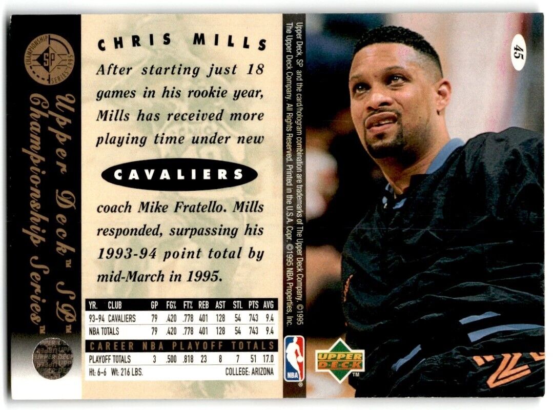 1994-95 SP Championship Die Cuts Chris Mills Cleveland Cavaliers #45