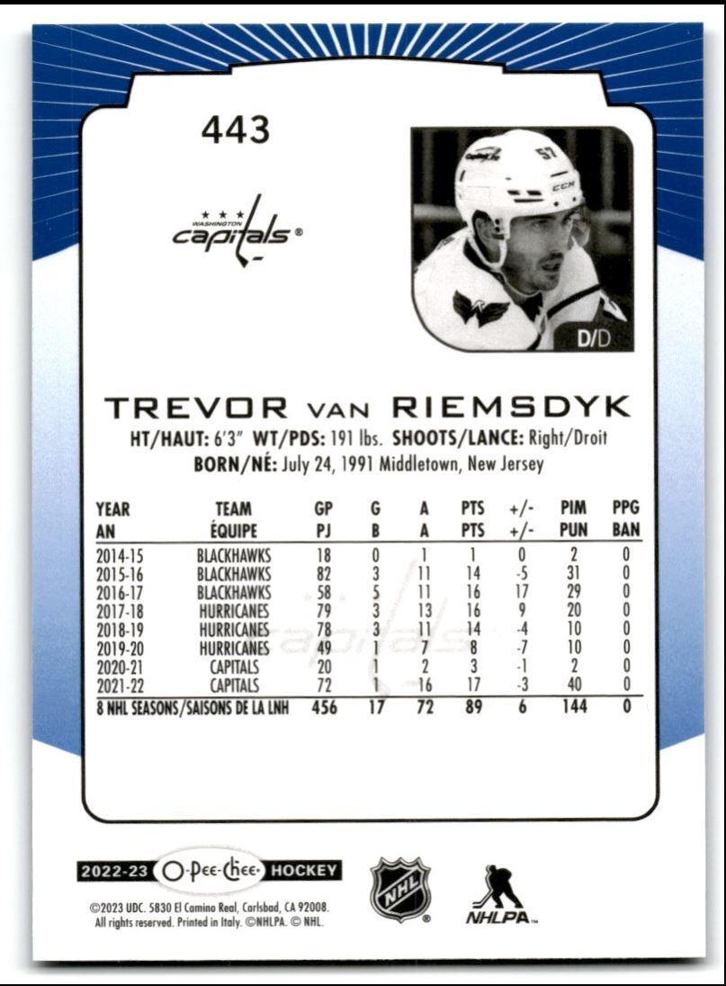 2022-23 O-Pee-Chee Trevor van Riemsdyk Washington Capitals #443