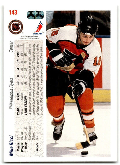 1991-92 Upper Deck Mike Ricci Philadelphia Flyers #143