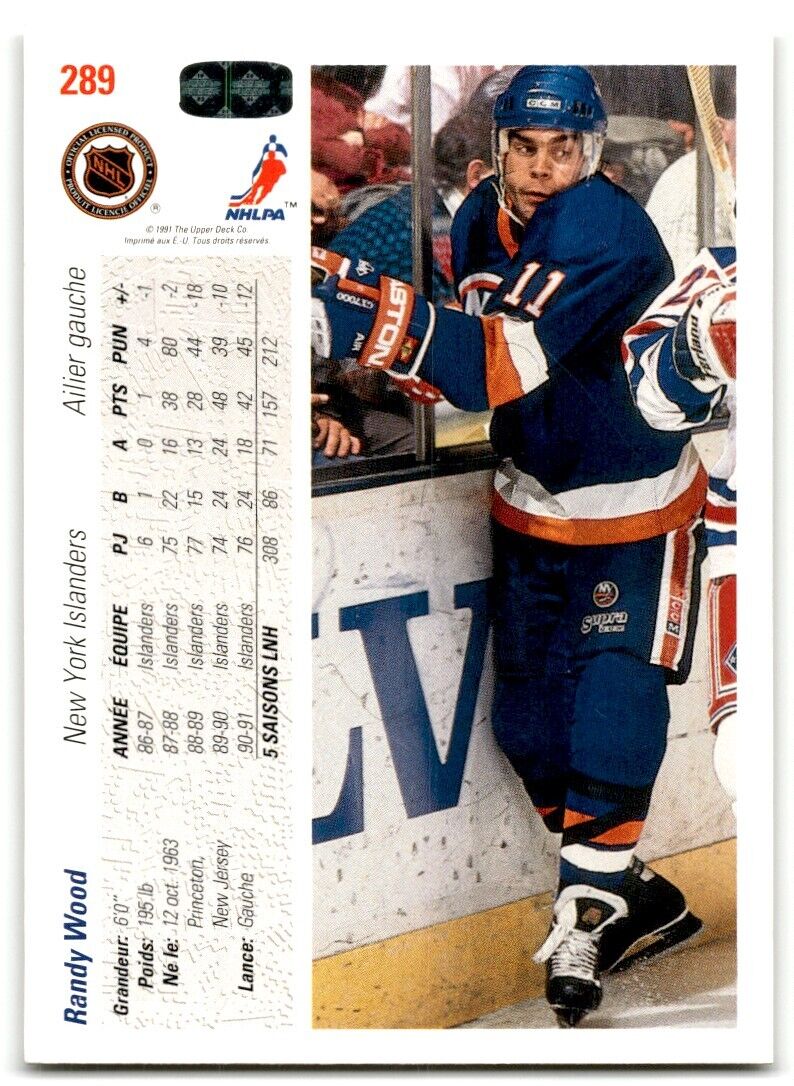 1991-92 Upper Deck French Randy Wood New York Islanders #289