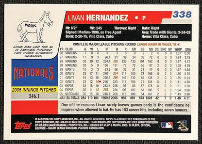 2006 Topps Livan Hernandez Washington Nationals #338