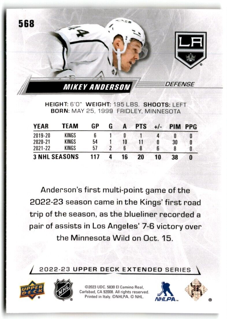 2022-23 Upper Deck Mikey Anderson Los Angeles Kings #568