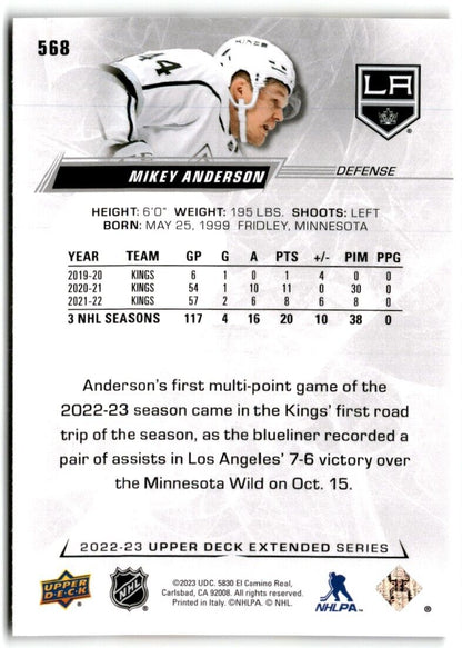 2022-23 Upper Deck Mikey Anderson Los Angeles Kings #568