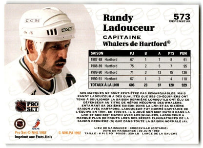 1991-92 Pro Set Randy Ladouceur Hartford Whalers #573