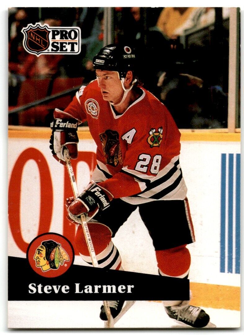 1991-92 Pro Set French Steve Larmer Chicago Blackhawks #49