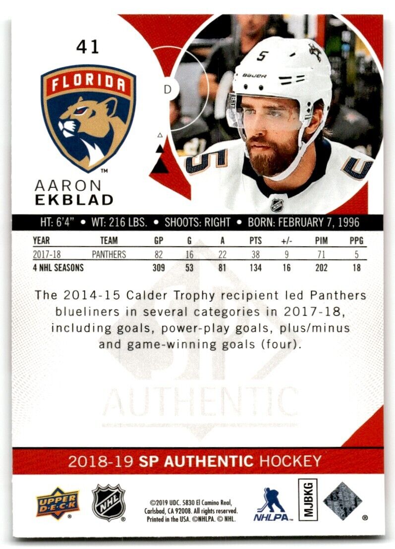 2018-19 SP Authentic Aaron Ekblad Florida Panthers #41