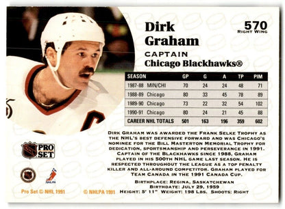 1991-92 Pro Set Dirk Graham Chicago Blackhawks #570