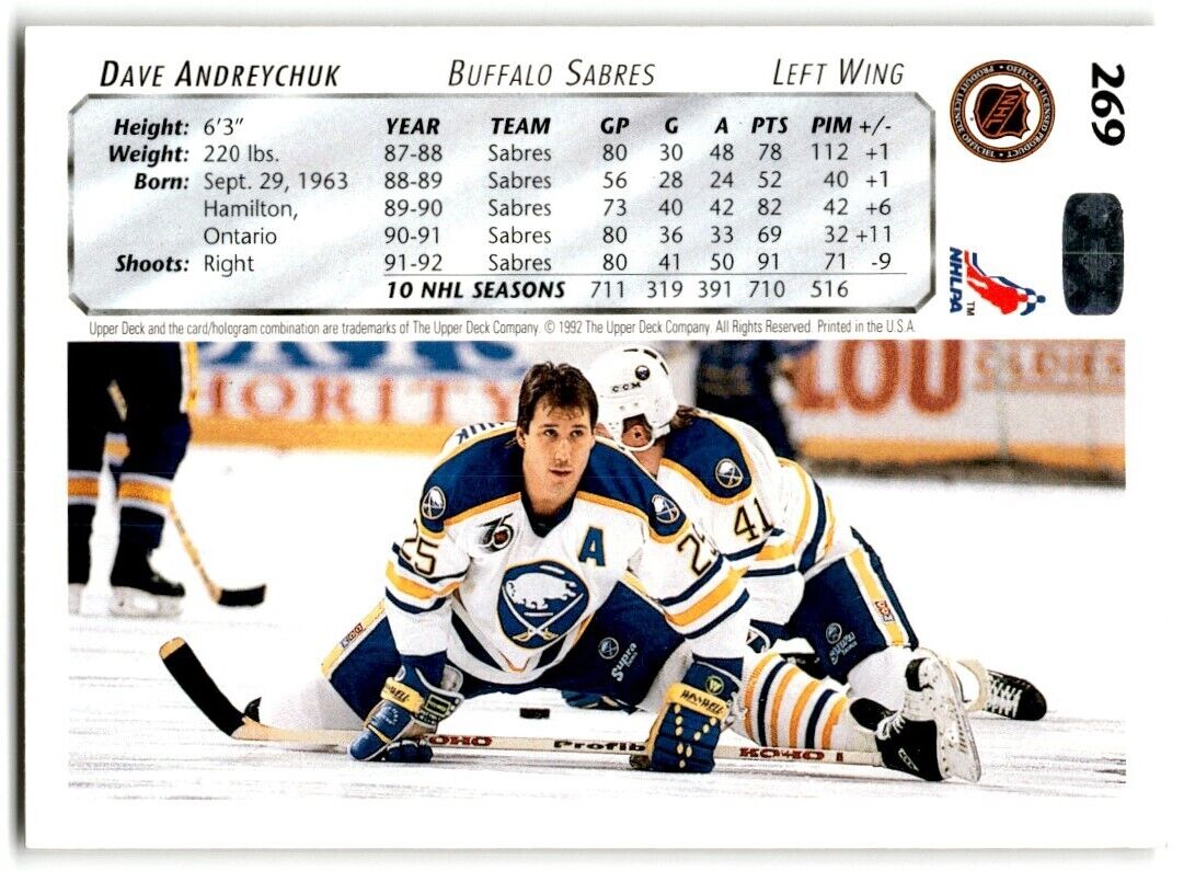 1992-93 Upper Deck Dave Andreychuk Buffalo Sabres #269