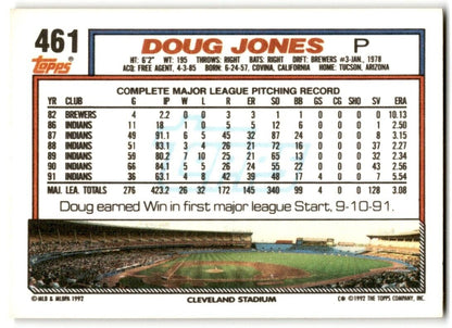 1992 Topps Doug Jones Cleveland Indians #461